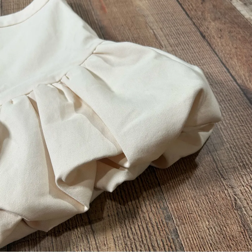 Line & Dot Cream Bubble Balloon Mini Skirt Size Small Balloon Hem Lined Romantic - Image 2