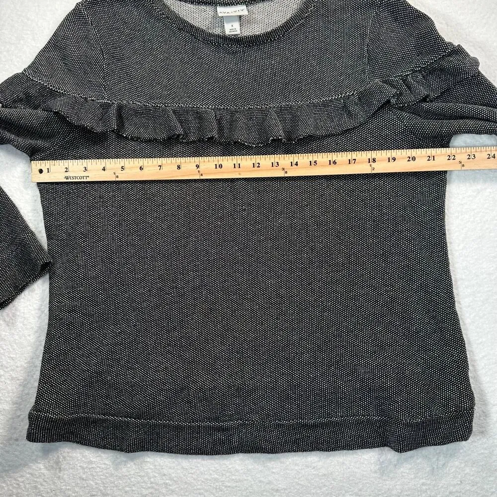 Ava & Viv Ruffle Pullover Black White Knit Dot Women's 14/X Long Sleeve Top - Image 10