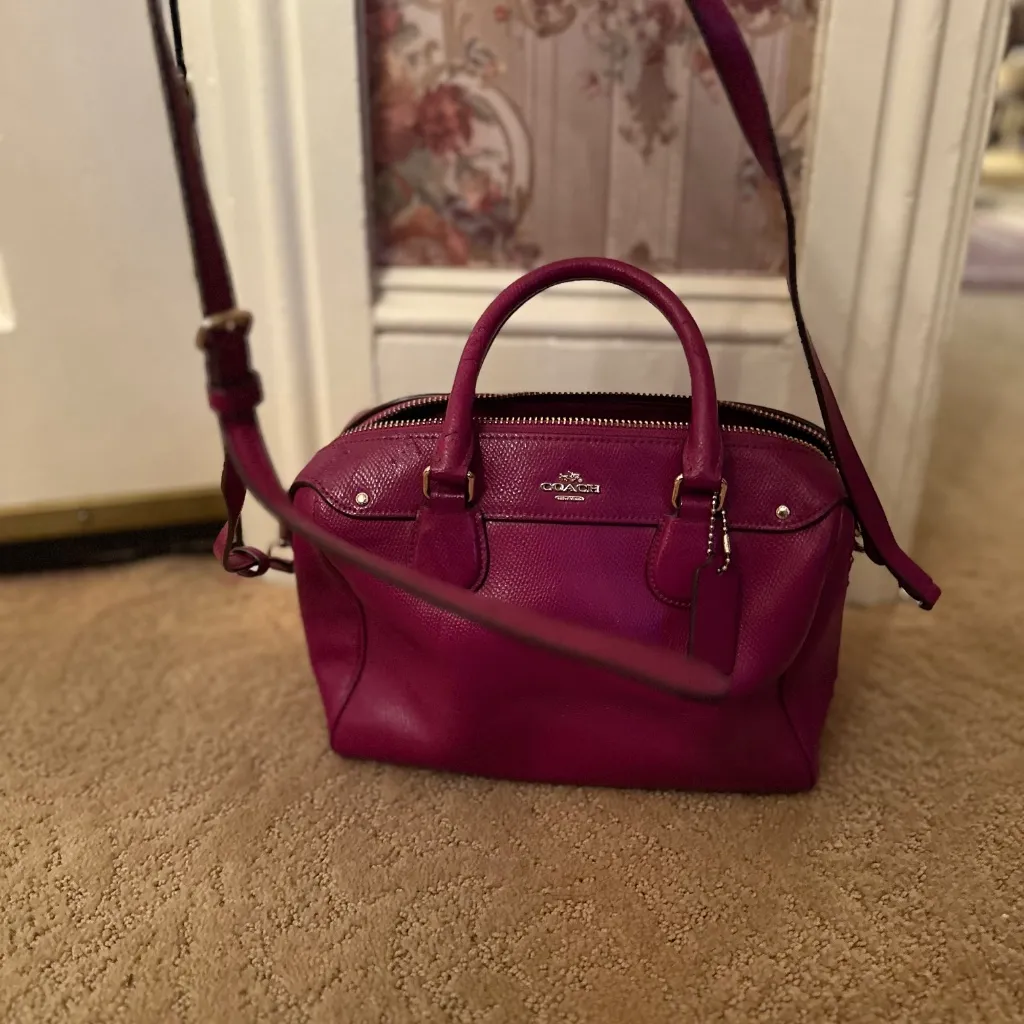 Vintage Coach Pebbled Leather Satchel – Fuchsia Pink – Crossbody/Top Handle Bag - Image 4