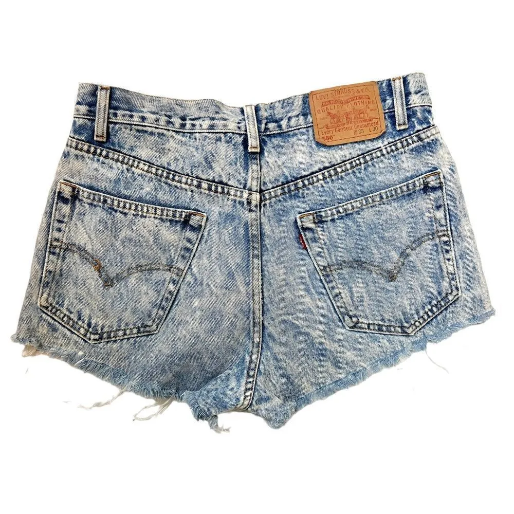 Vintage Levi’s Acid Wash Denim Cut Off Short - Image 8