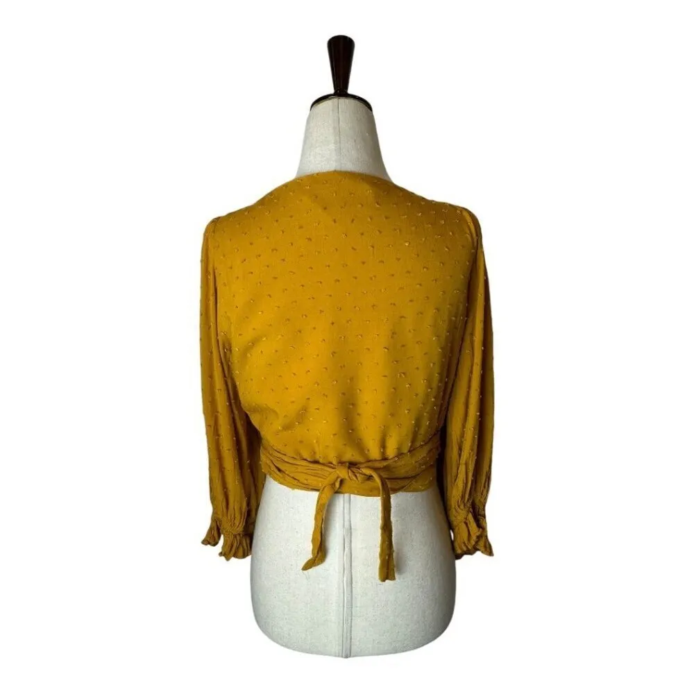 Auguste The Label Shirt Women 4 Yellow Ocher‎ Swiss Dot Frida Wrapped Blouse - Image 3