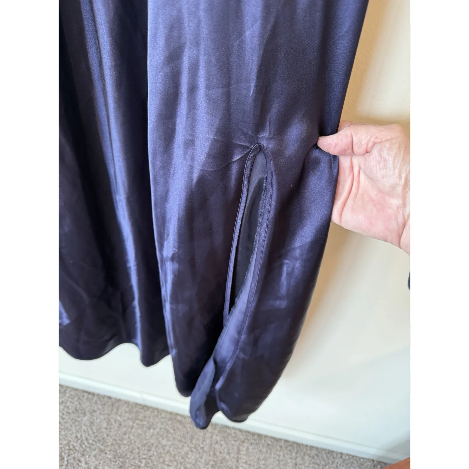 Vintage Victoria's Secret Gold Label Nightgown Satin Lace Sequin Blue Sexy Small - Image 3