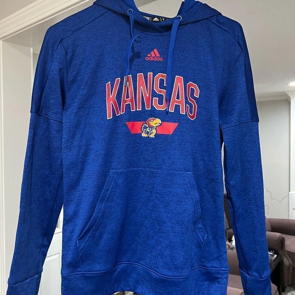 Adidas Climawarm Kansas Jayhawks pullover hoodie small - Image 5