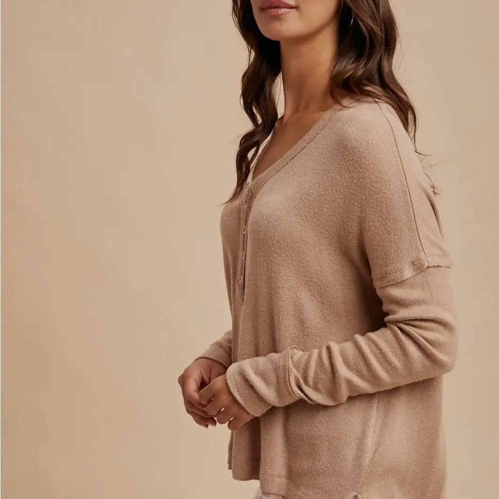 Women's Tan Henley - Image 6