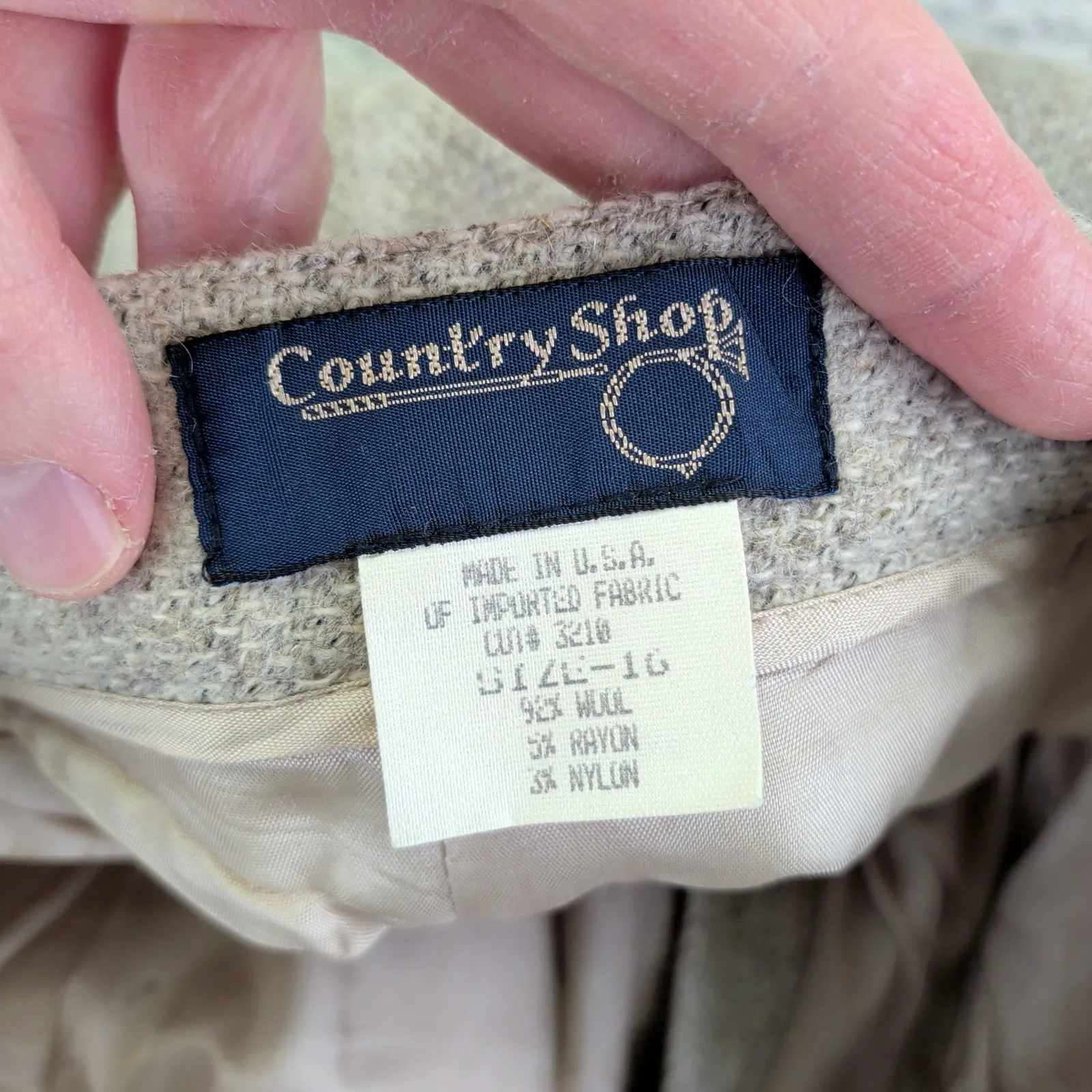 Vintage Wool Tweed Pants Country Shop Women's 16 Herringbone Pleated Trouserss Gray - Image 3