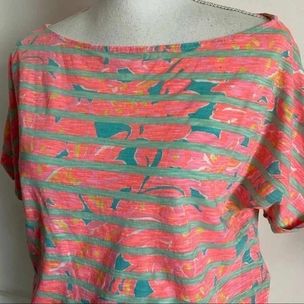 Lilly Pulitzer • Carmine Make A Splash Floral Striped Orange Green Dress - Image 4