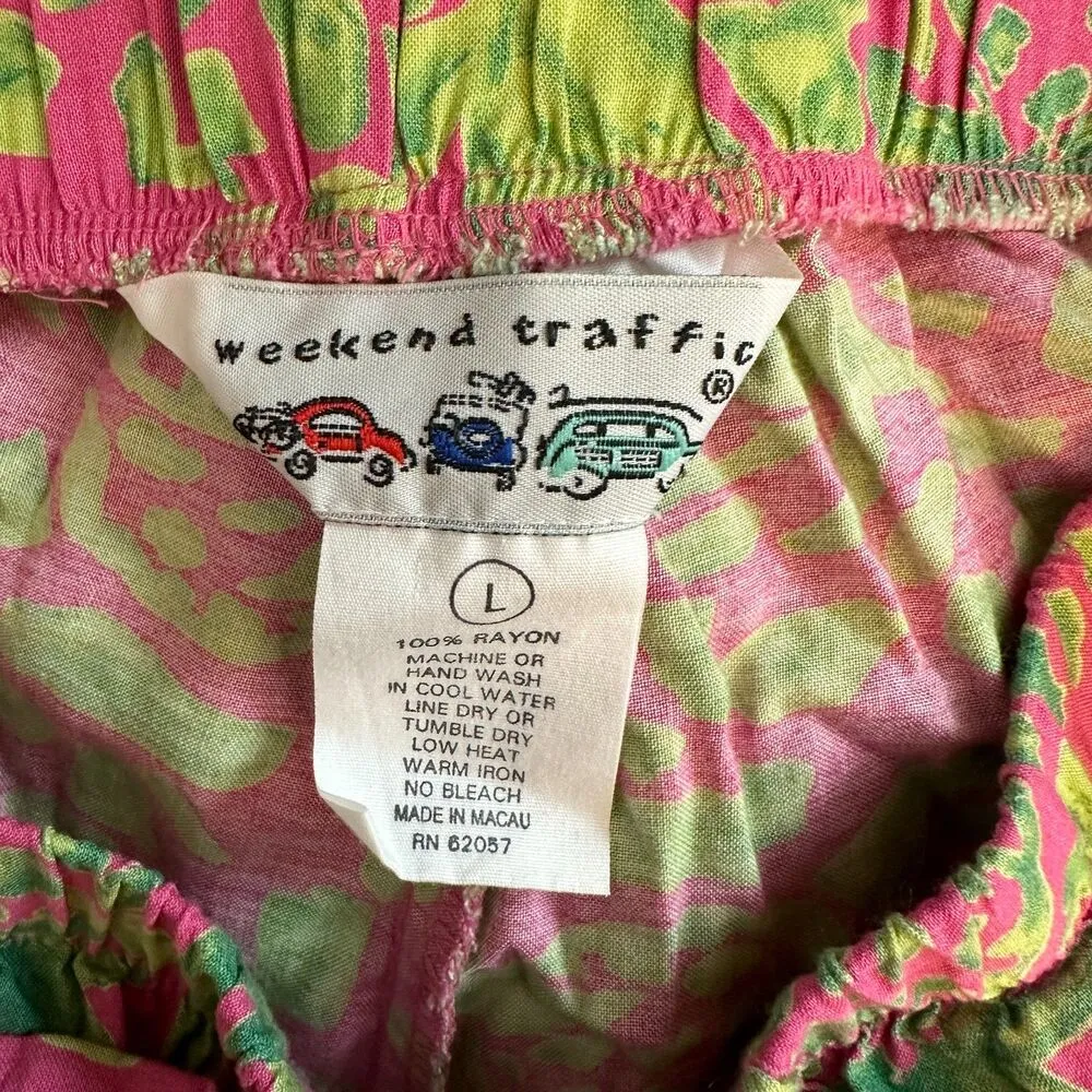 Weekend Traffic Vintage Tropical Pineapple Resort Faux Wrap Skort Skirt Large - Image 5