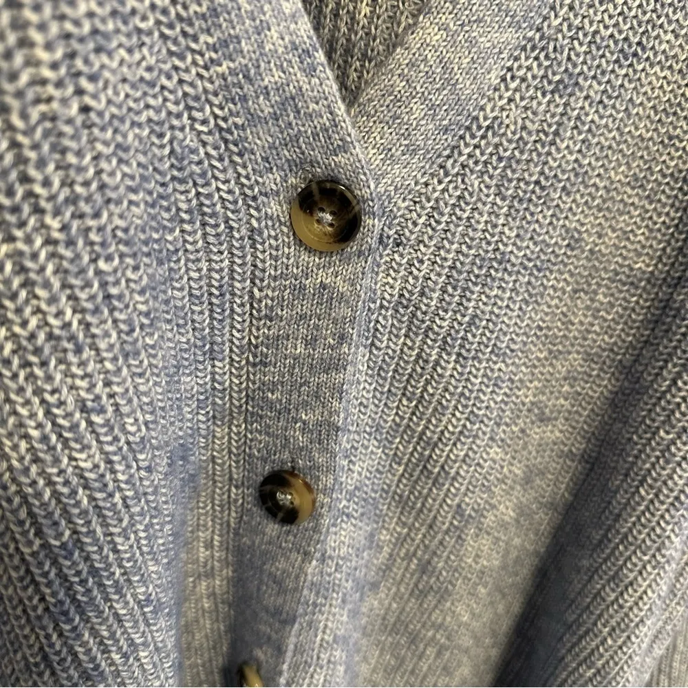 J. Jill Button Cardigan Relaxed Fit Long Sleeve Blue/White Women's Size Medium - Image 4