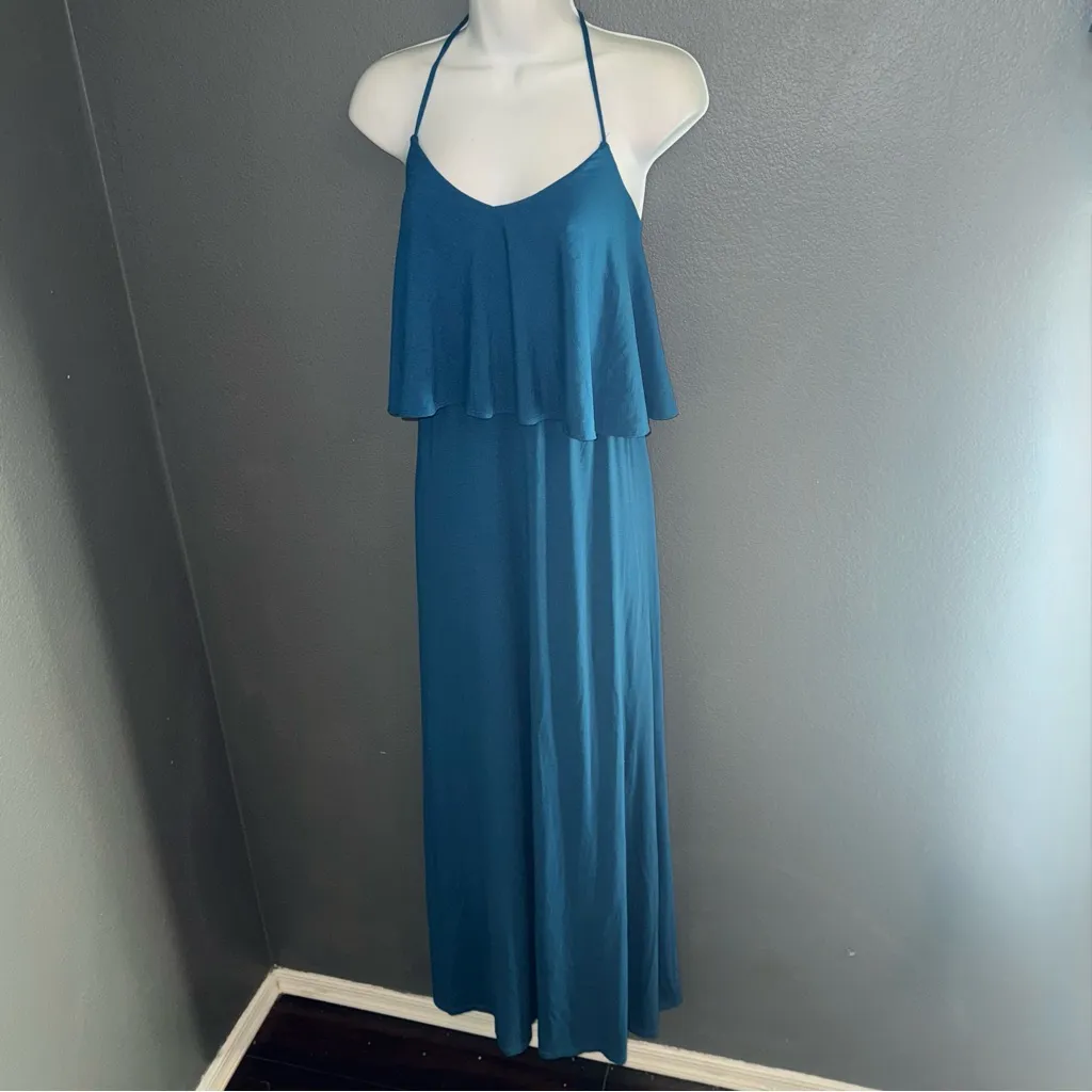 Tommy Bahama New w $158 Tags Navy Blue Halter Maxi Dress Womens Large - Image 4