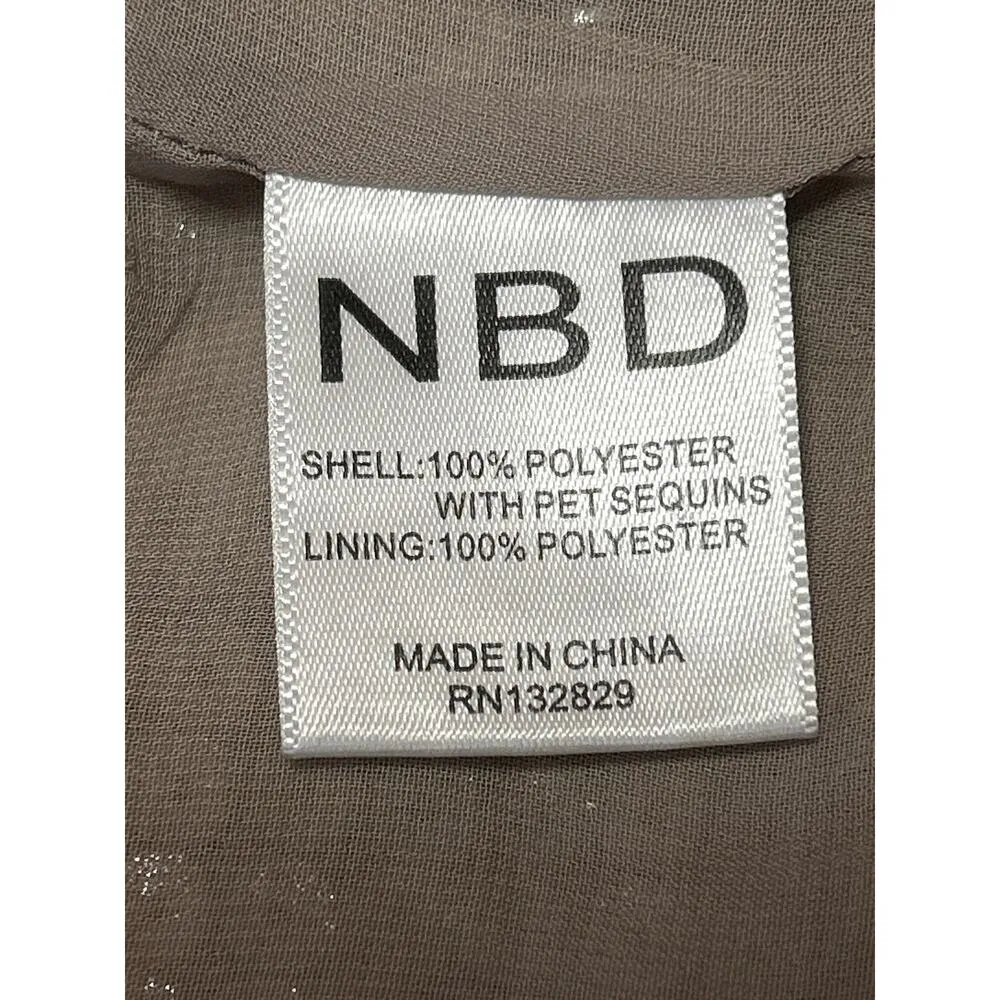 NBD Silver Beige Sequin Metallic Sleeveless Cami Camisole Tank Crop Top Size S - Image 5