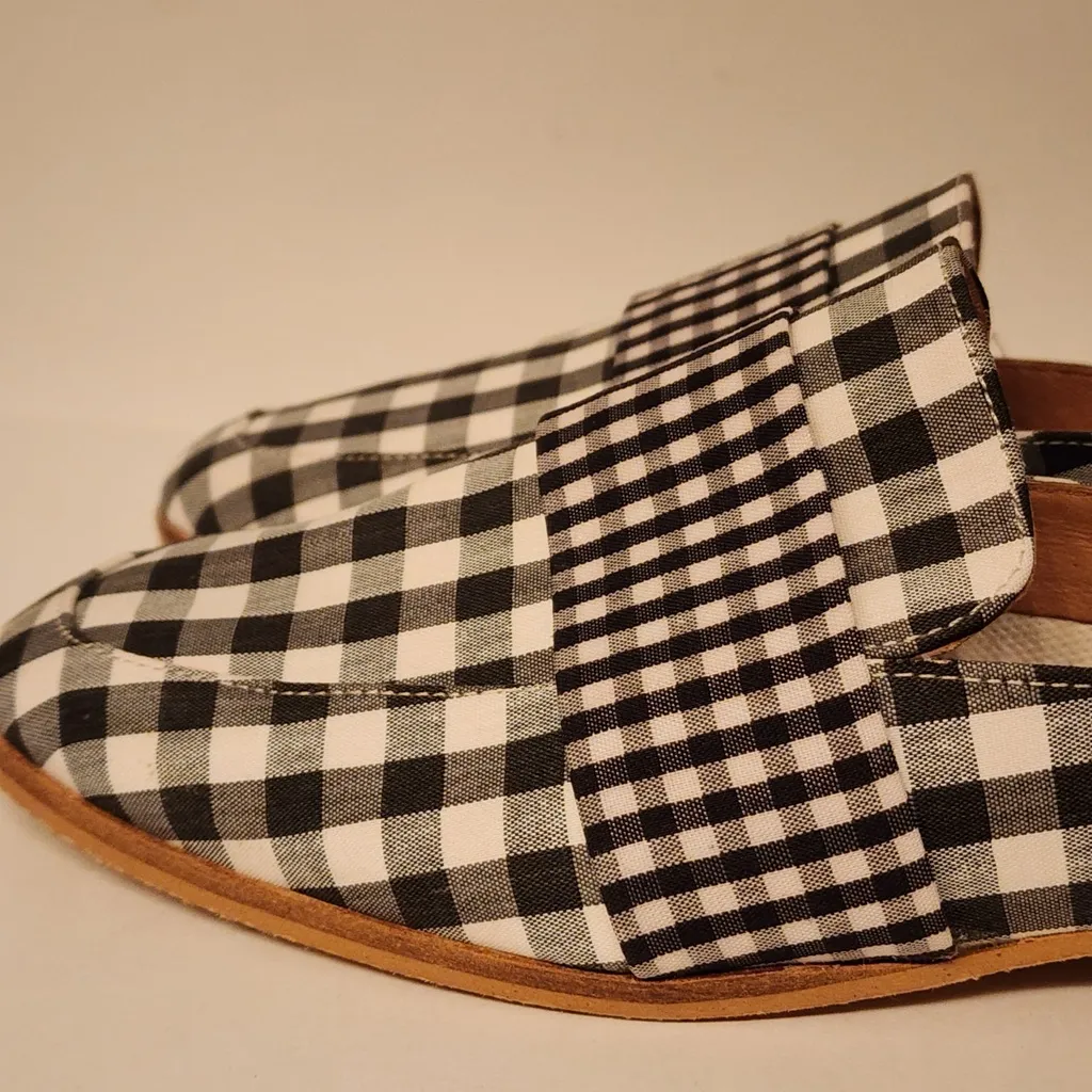 Free People At Ease Gingham Black & White Loafer Mules Women’s Size 6.5 /37 - Image 9