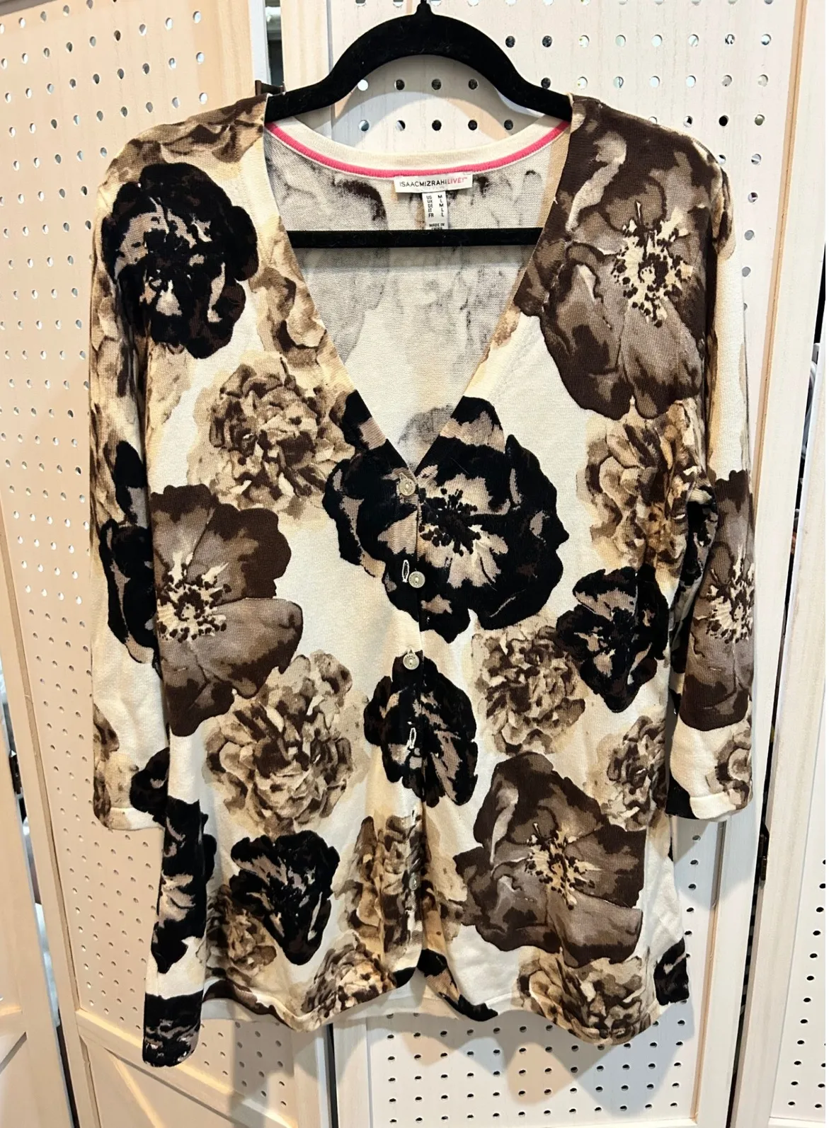 Isaac Mizrahi LIVE! Floral Print Knit Button Front Cardigan Womens - Image 1