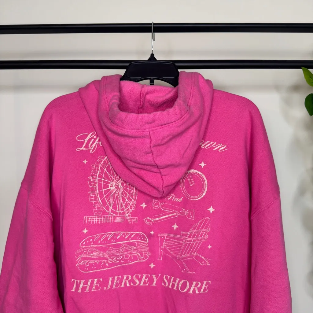 VS Pink Ivy Campus Fleece Full Zip Hoodie Jersey Shore Graphic size XL - Image 8