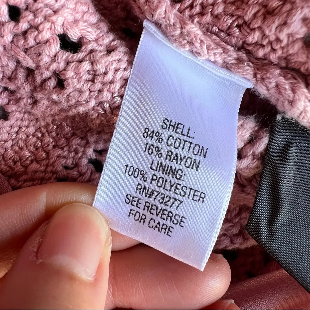 Dana Buchman Women's Pink Thick Heavyweight Crochet Vintage y2k Sweater Large - Image 5