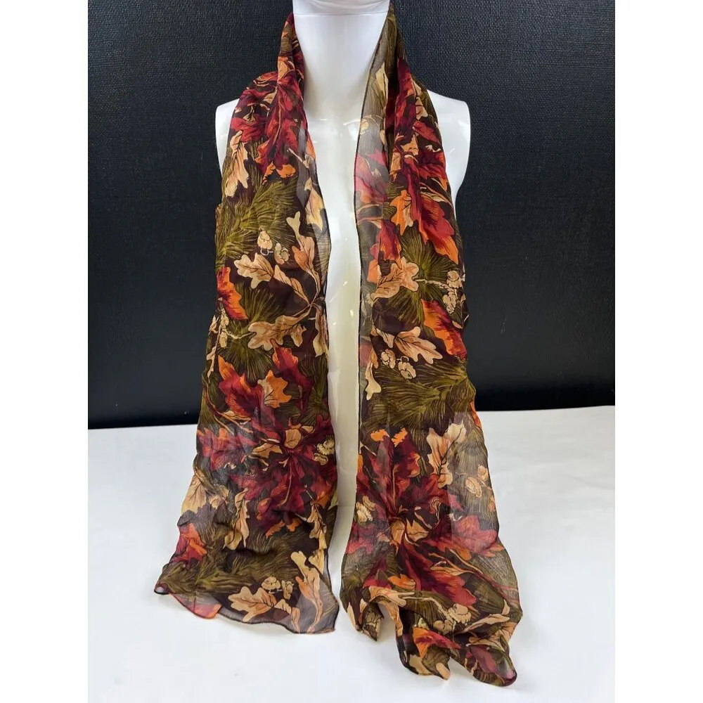 Elegant Floral Chiffon Scarf 59in Long SKU 7060 - Image 2