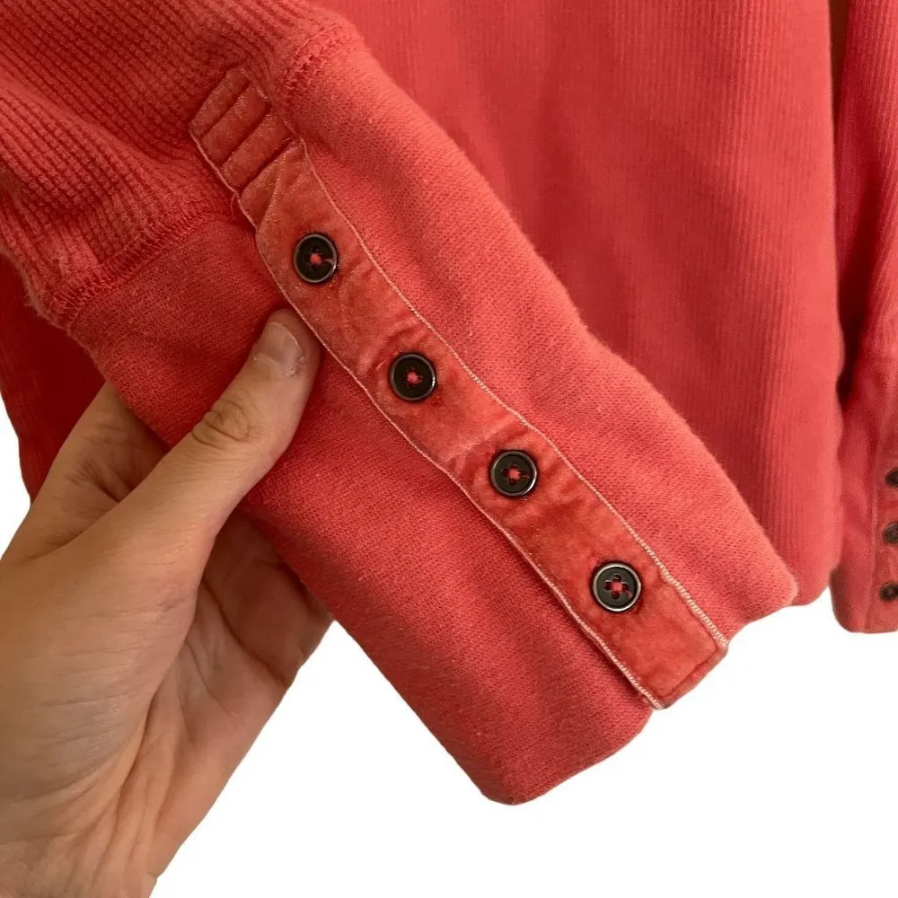 Sundance peach orange long sleeved crewneck knit sweater cotton spandex buttons - Image 5