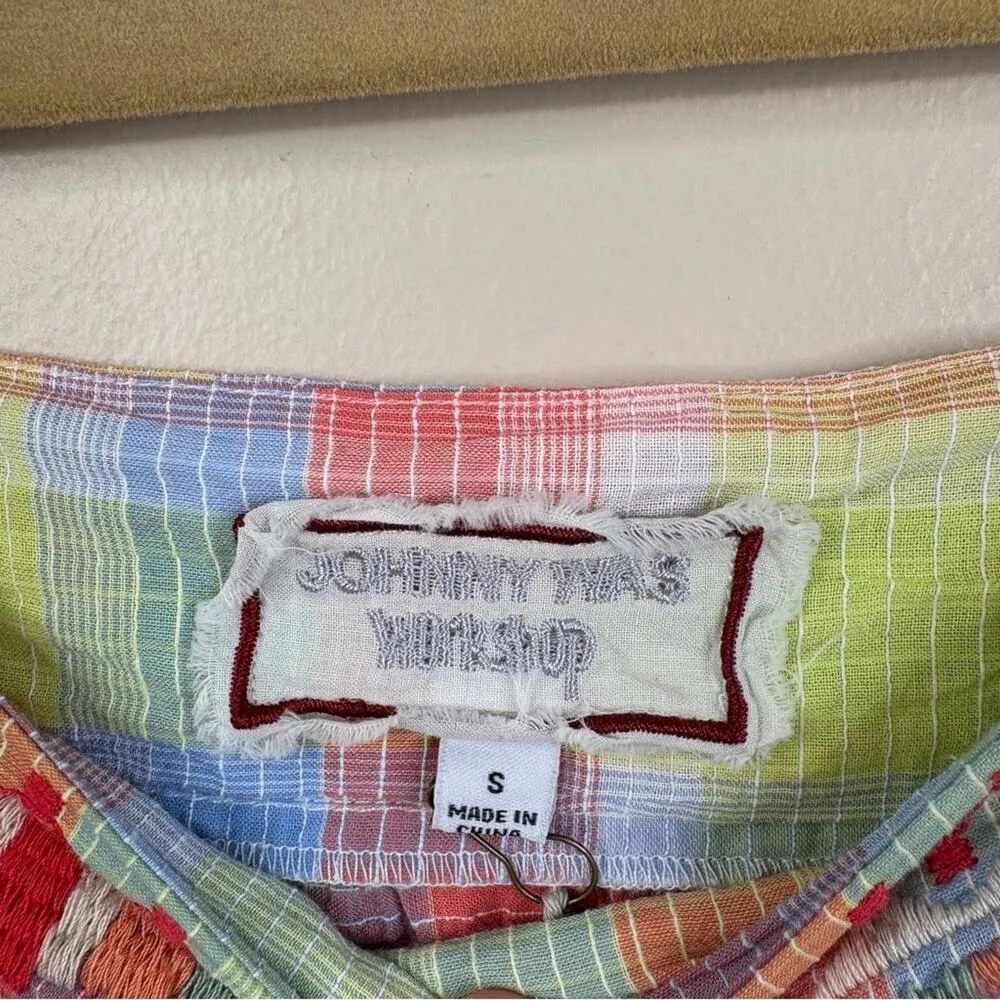 NEW Johnny Was Delacey Puff Sleeve Boho Embroidered Peasant Top Womens Small - Image 8