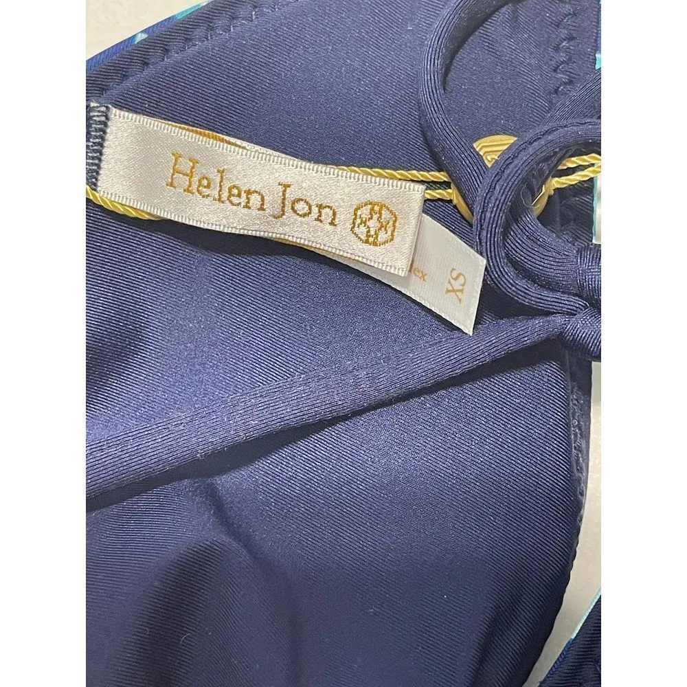 Helen Jon Palm Springs Reversible String Bathing Suit Bikini Top Navy Blue XS Blue - Image 12