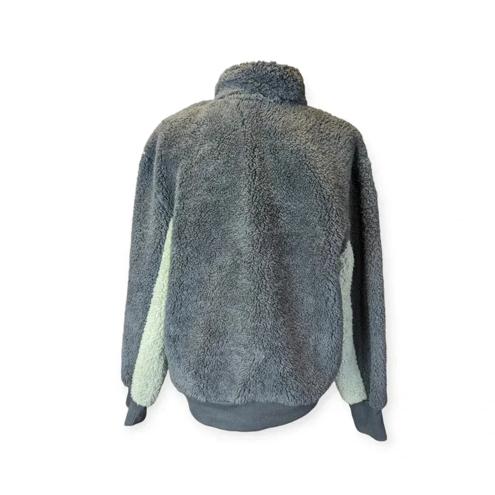 New Disney World Fleece Quarter Zip Pullover Sweater Size Small Gray Mint WDW - Image 6