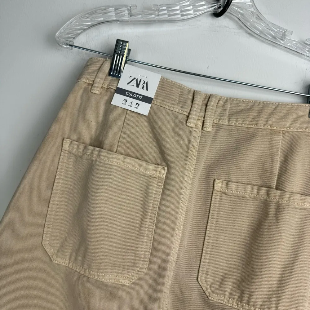 NWT ZARA Marine Culotte Crop Pants Jeans Sz 4 Sand Beige - Image 10
