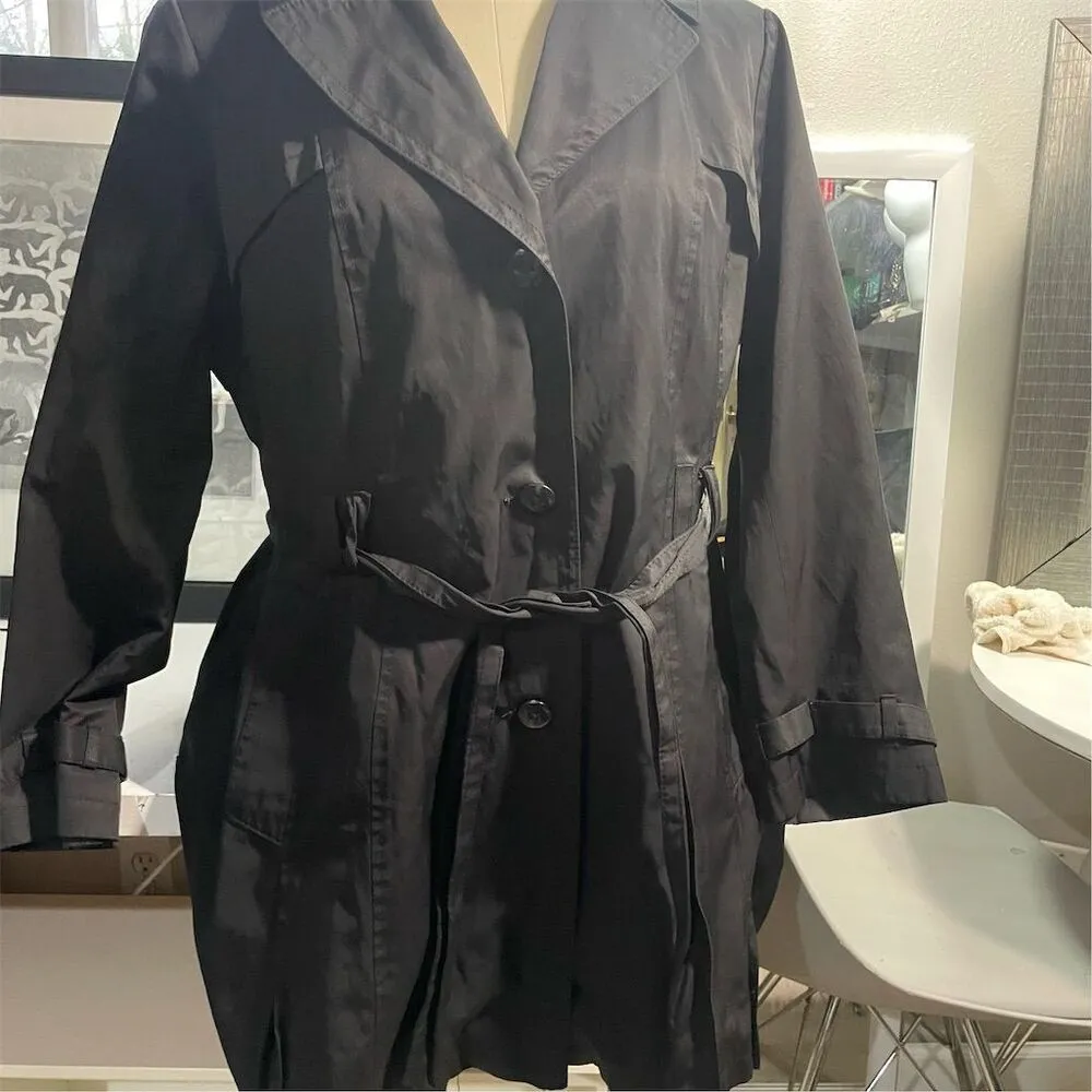 Via Spiga Women's Black Trench Coat 2XL Belted Long Casual Stylish Size XXL - Image 2