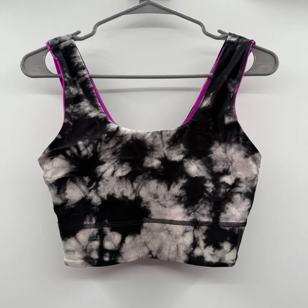 Fabletics Harlow Reversible Medium Impact Sports Bra Sz S Tie Dye Bright Pink - Image 4