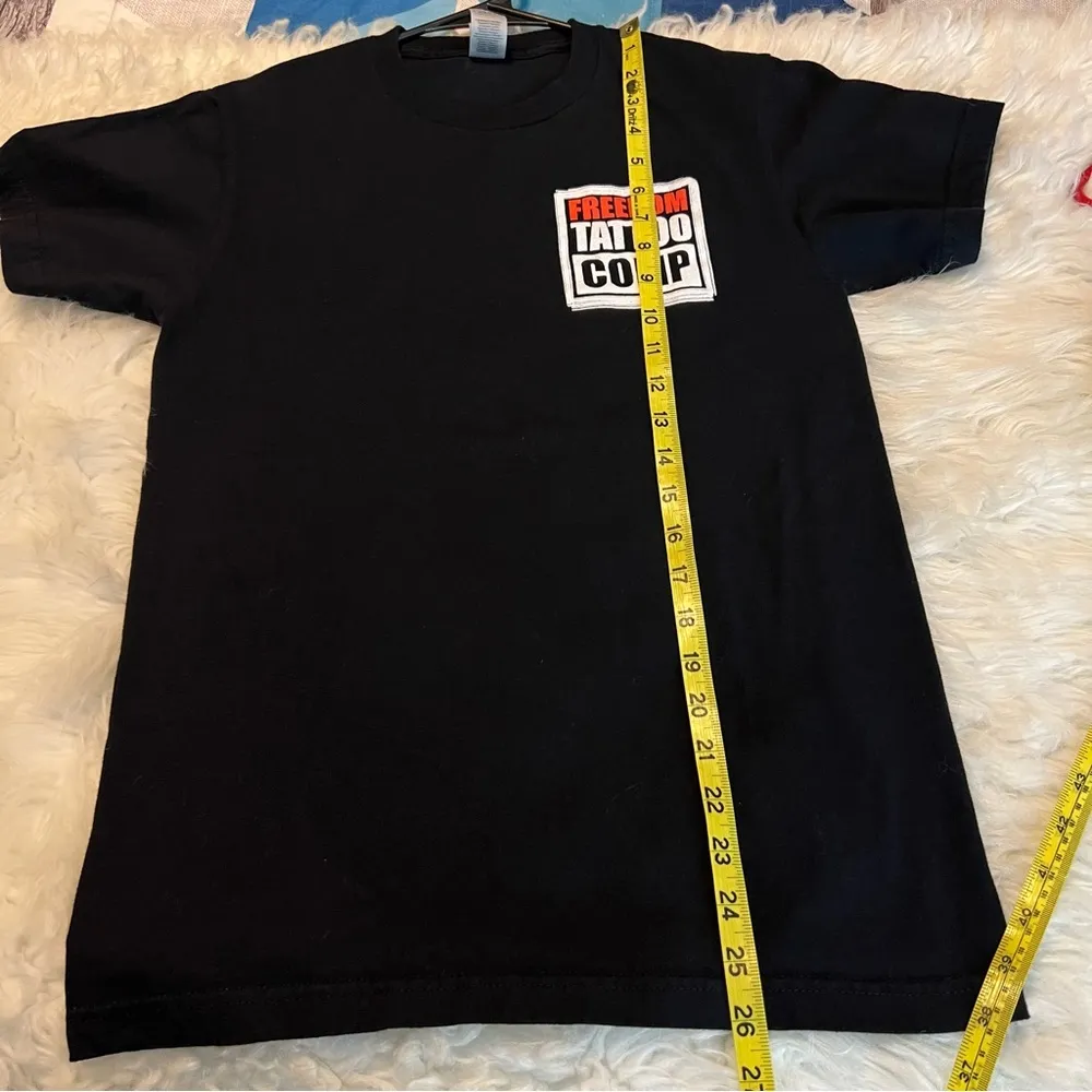 Freedom Tattoo Company Black Short Sleeve T Shirt Size Small Back Graphic Unisex - Image 7
