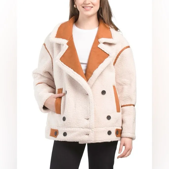 BLANKNYC “Out Of Town” Sherpa Jacket Size Small NWT Cream/Tan NWT - Image 15