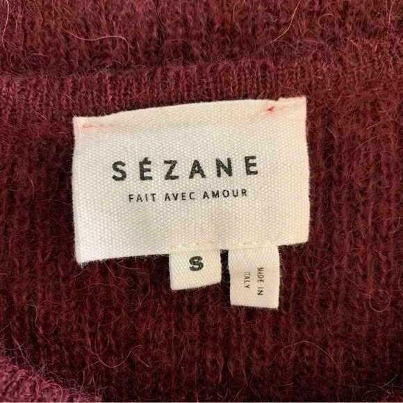 Sézane Sweater Small Maroon Mohair Alpaca Blend Bow Shoulder - Image 6