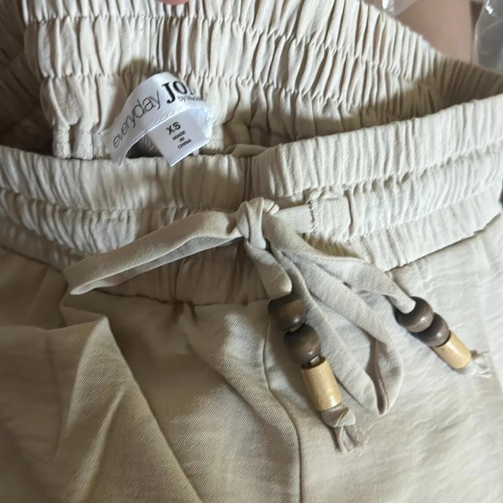 Everyday Jones Madeline Jones Drapey Texture Pants Pull On Flax Cream XS Tan - Image 3