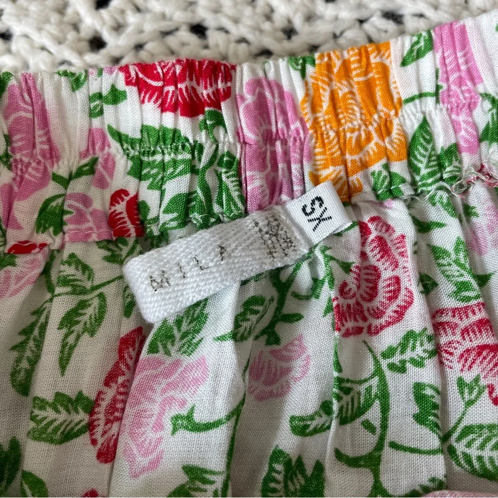 Mila Vintage Colorful Floral Print Ruffle Circle Mini Skirt (XSmall) Red Size XS - Image 3