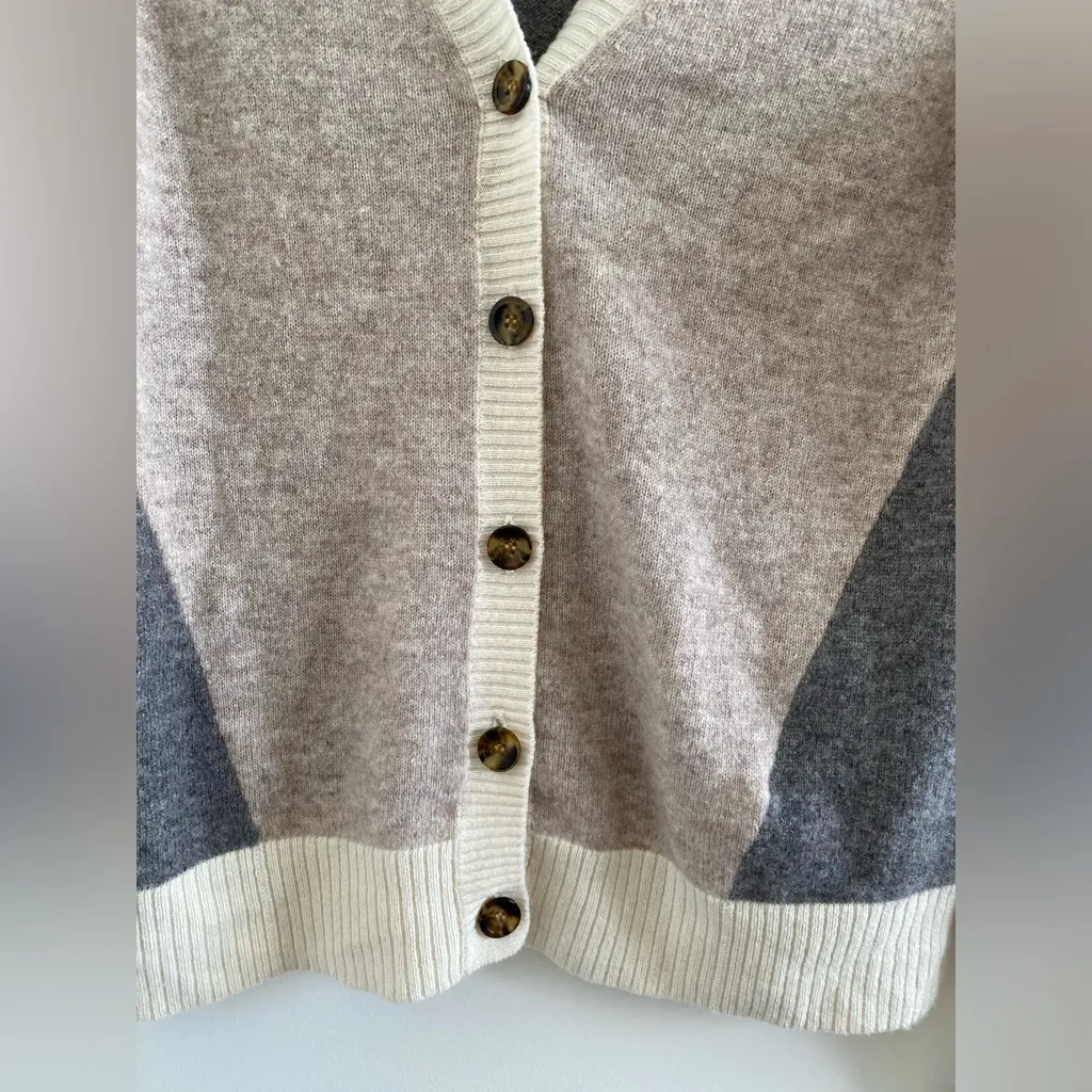 Charter Club Luxury Colorblock Boyfriend  100% Cashmere Cardigan Sweater Size XS - Image 4