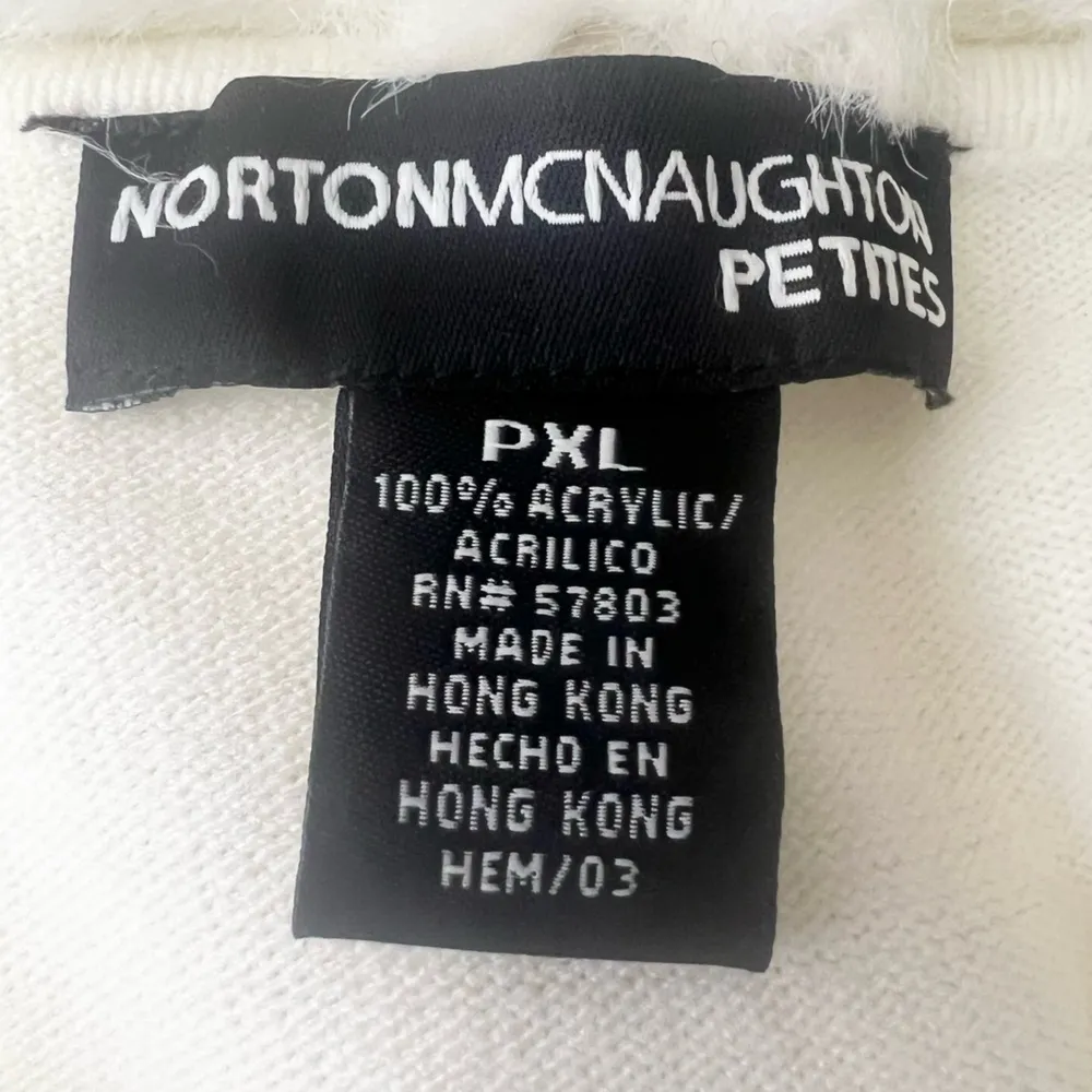Norton McNaughton Off White Cream Sweater w/ Removable Faux Fur Collar Size PXL - Image 7