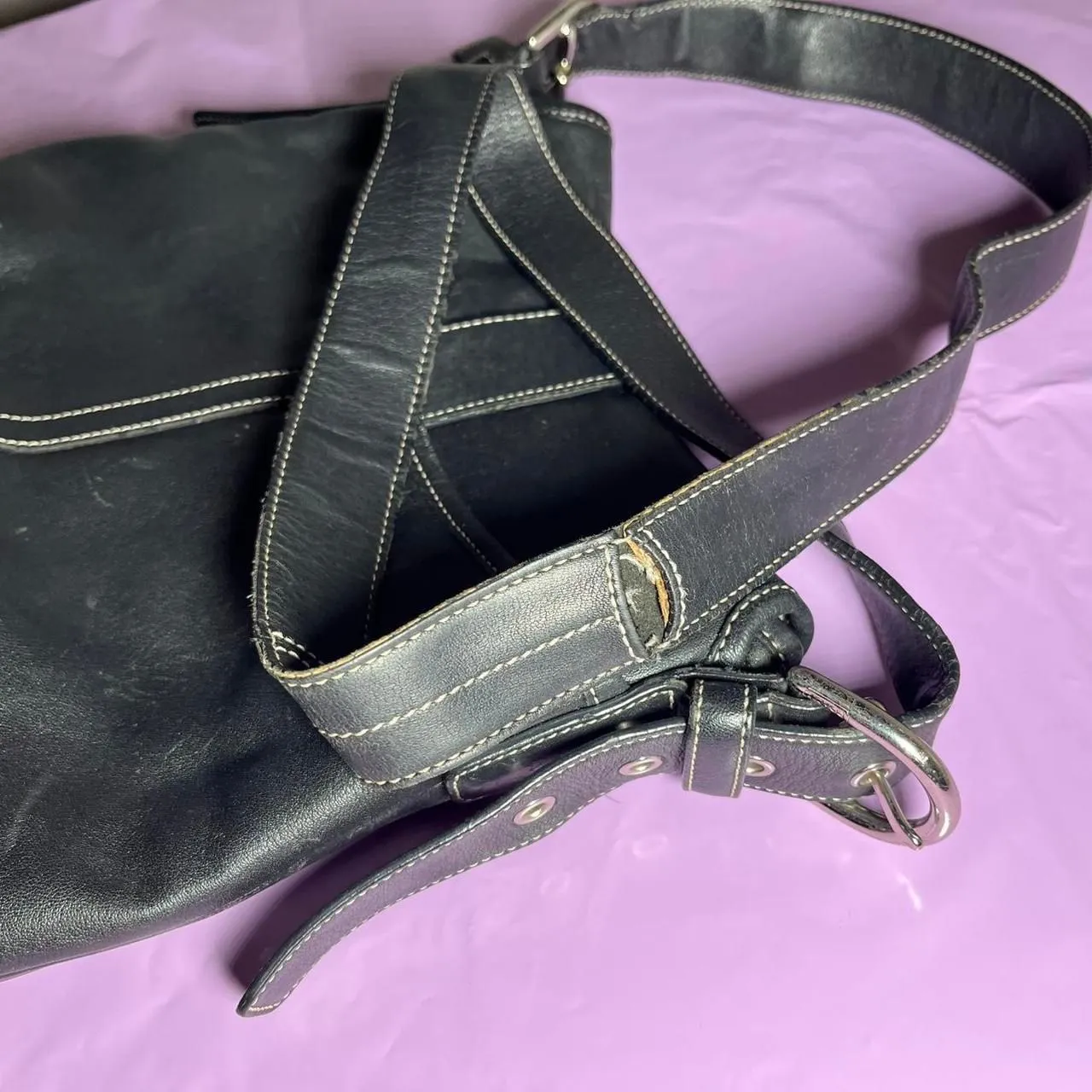 Coach Soho Flap Hobo Black Leather Shoulder Bag Purse Crossbody Slim - Image 7