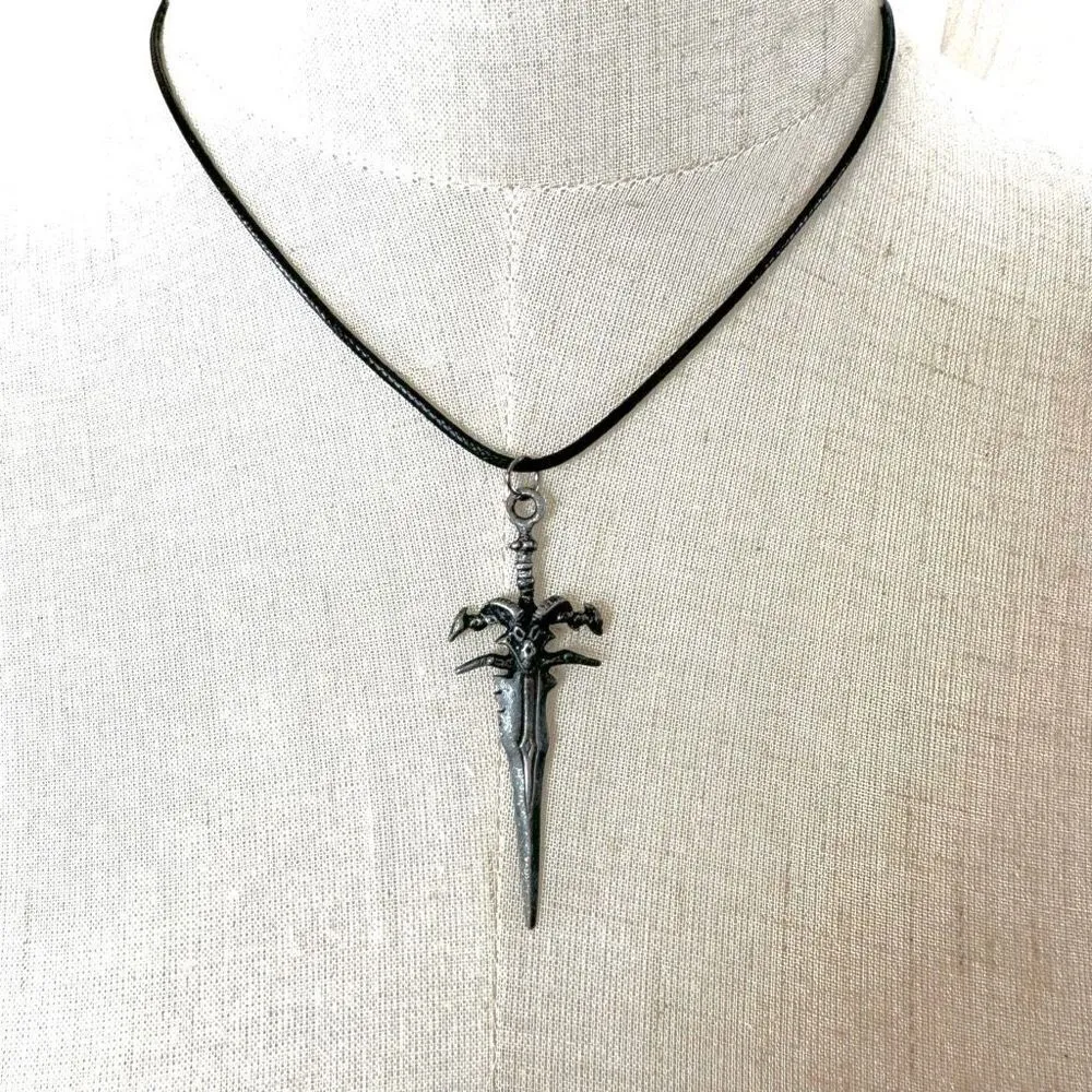 Silver tone sword necklace Gray - Image 2