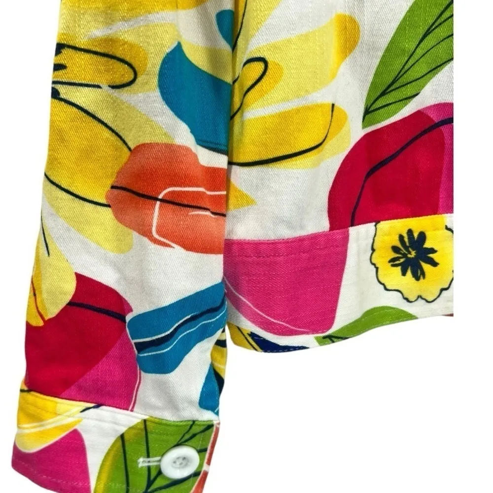 Coldwater Creek Colorful‎ Floral Denim Zip Front Jacket Size 12 Feminine Artsy - Image 6