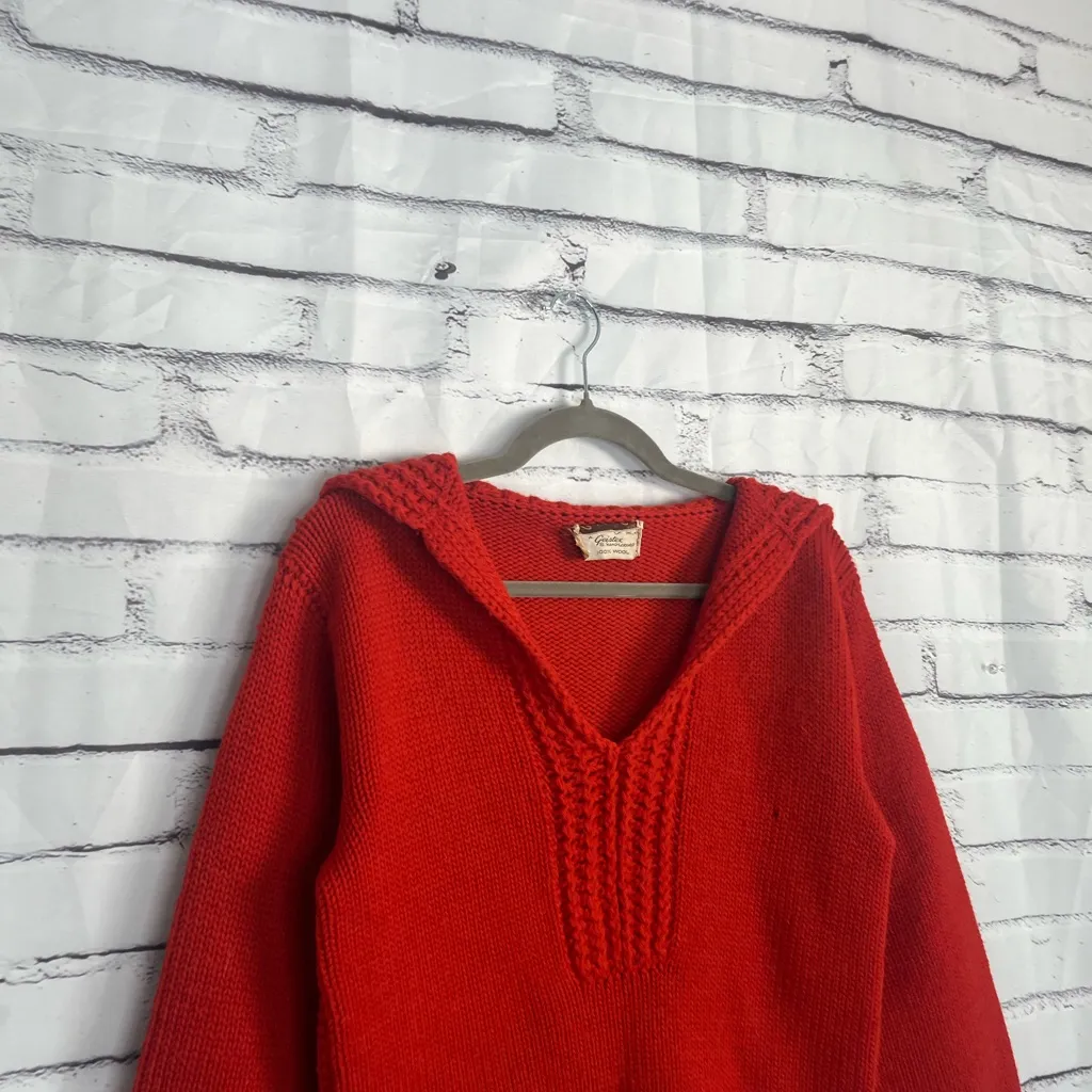 Vintage Geistex 1940s Red Wool Pullover Sweater Hand - Image 3