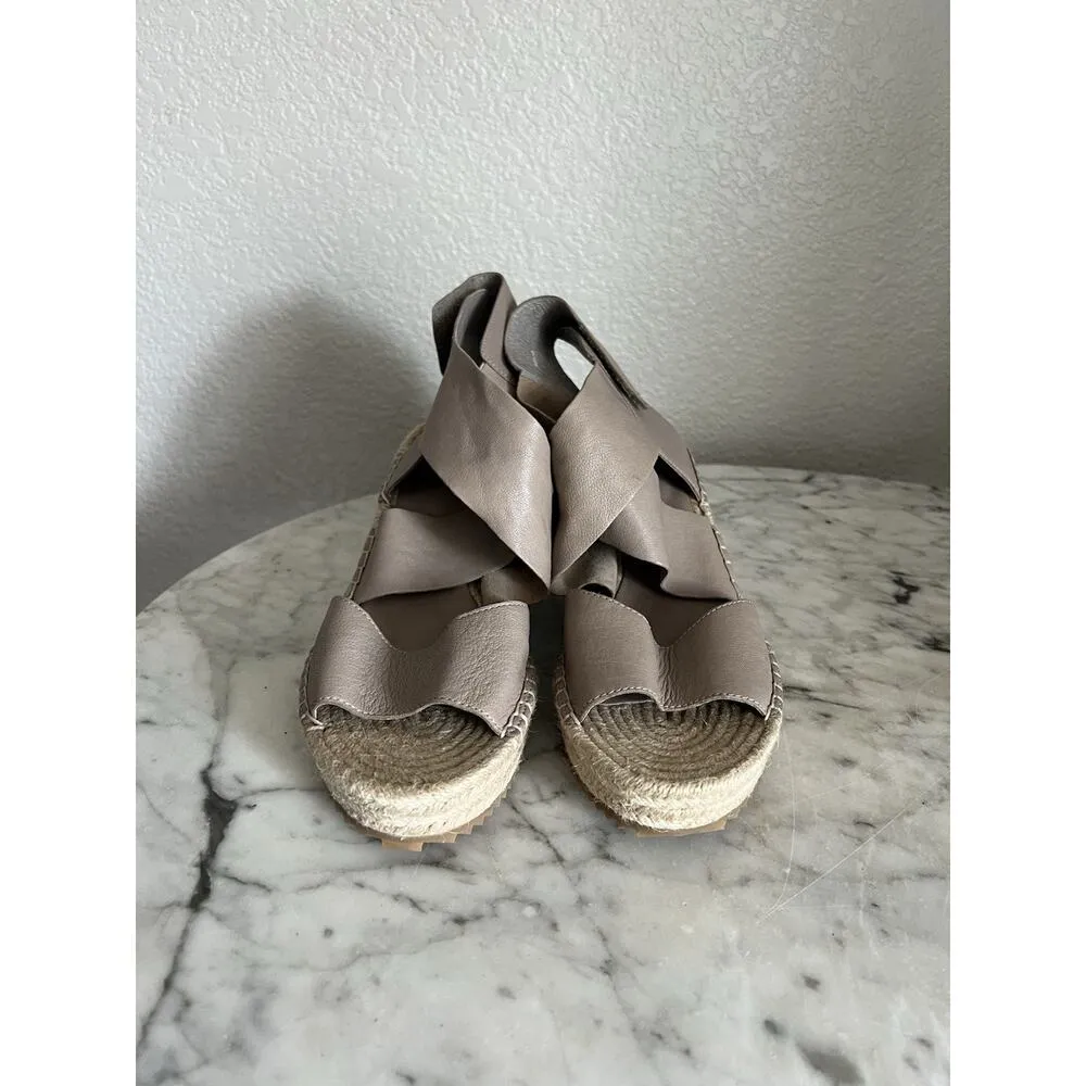 Eileen Fisher Shoes Womens 10 Willow Sandals Leather Espadrille Wedge Heels - Image 3