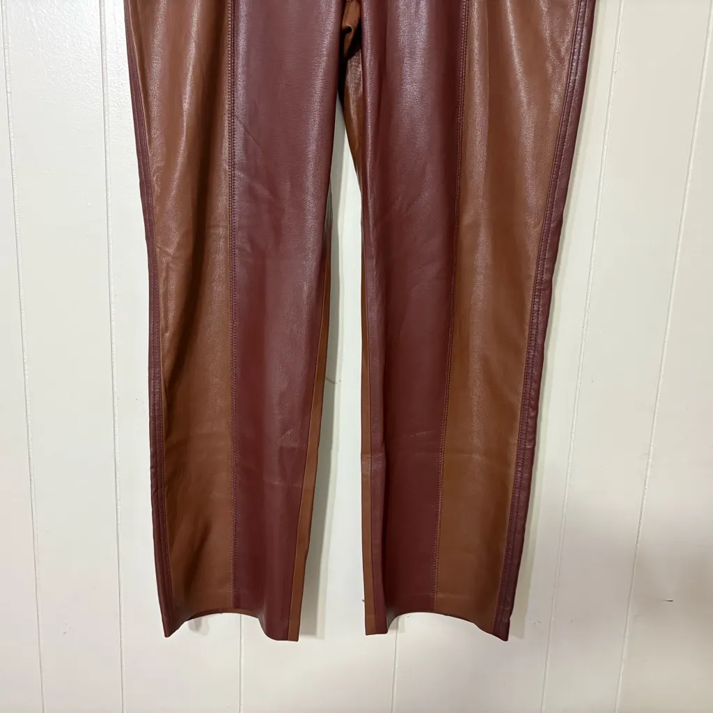 Nanushka Vinni Patchwork Vegan Leather Pants Brown Size XL LuxeTrousers - Image 6