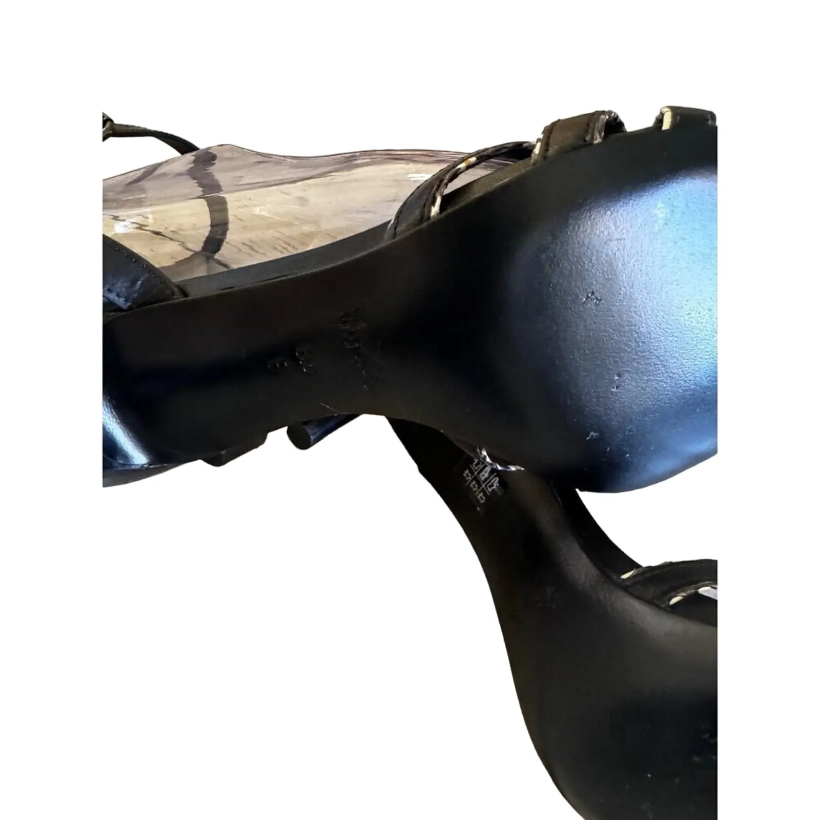 Coach Meg Matte Calf/Land Snake Heels Black-White size 8.5 kitten heel - Image 9