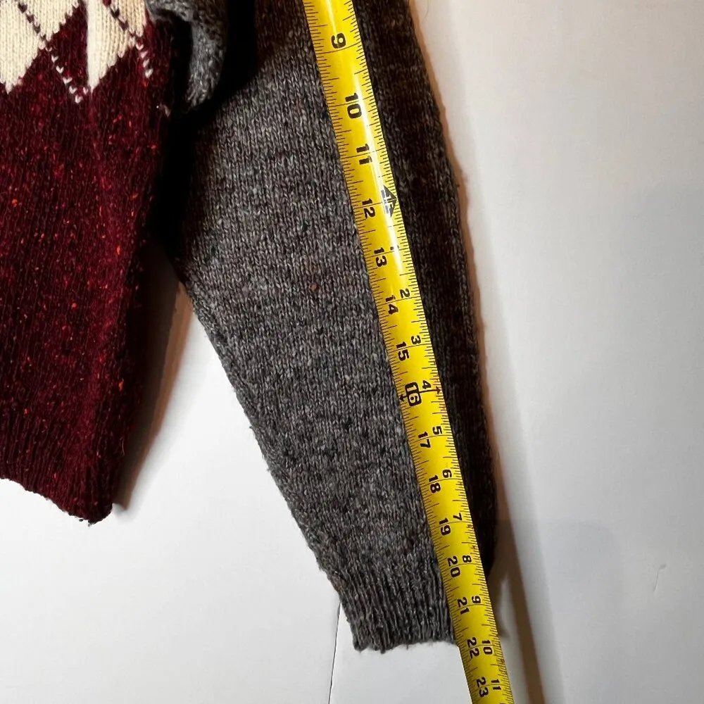 VTG Liz Claiborne Turtleneck Sweater Argyle Cozy Retro Chunky Y2K 80s Preppy M - Image 7