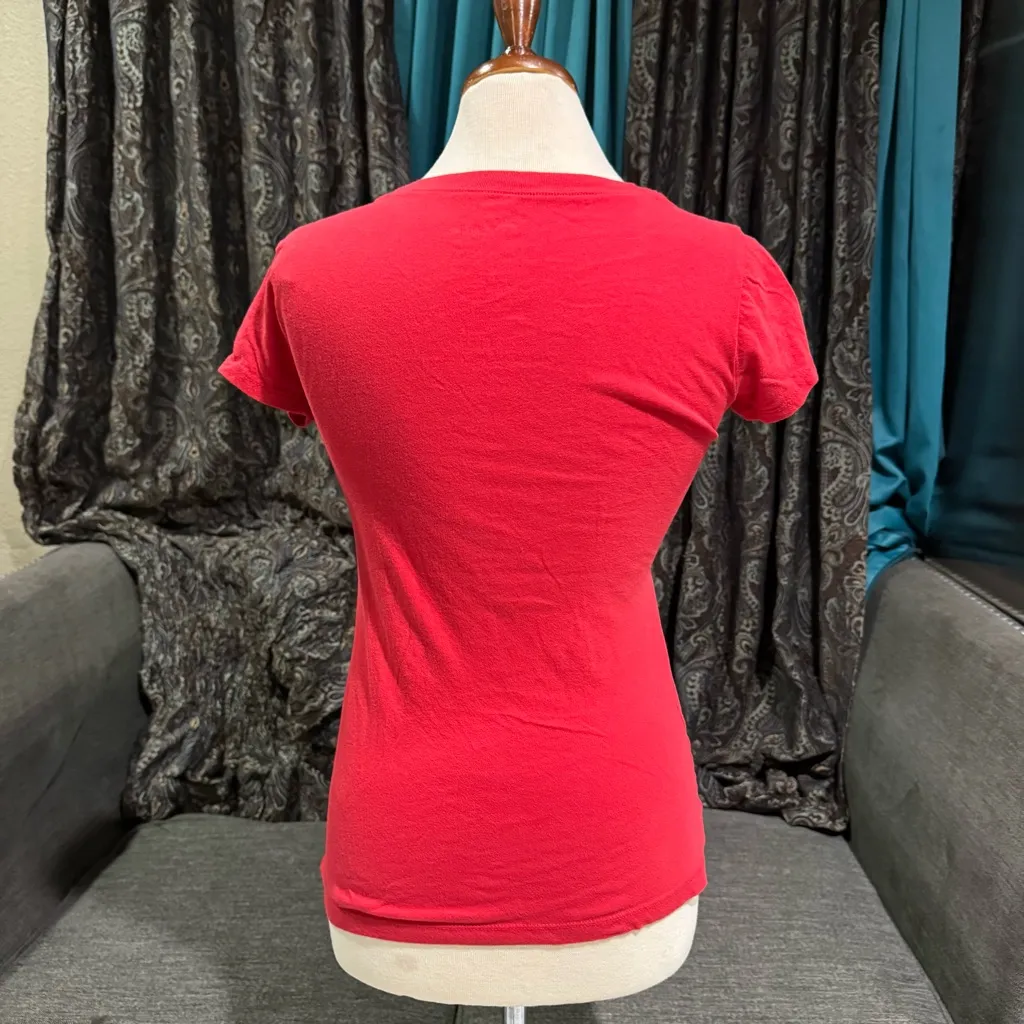 Disney Women Red Minnie Mouse Mom Graphic Design Short Sleeve Crew Neck Top Sz L - Image 8