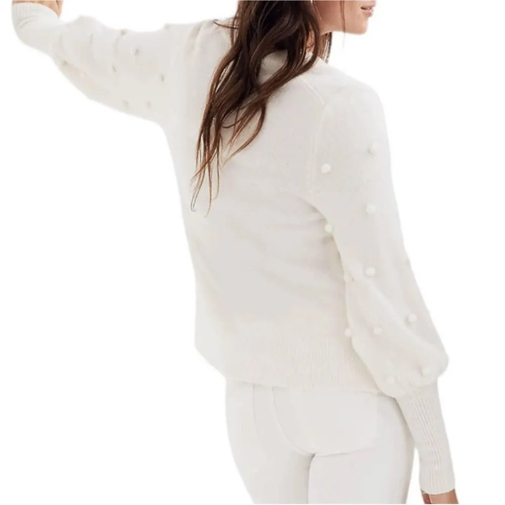 Madewell White Size M Bobble Dashwood V-Neck Sweater Coziest Yarn Swiss Dot - Image 12