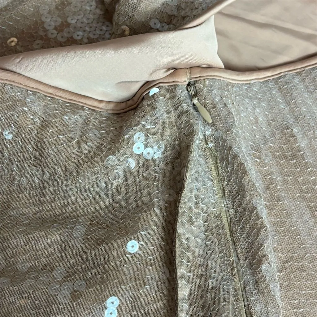 Abercrombie & Fitch Women's XL Beige Sequin Knee Length Pencil Skirt Holidays - Image 4