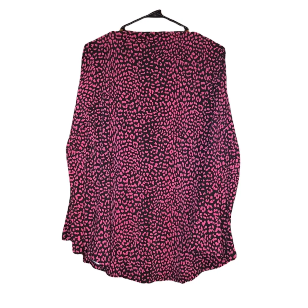 Michael Michael Kors Leopard Print 3/4 Sleeved Blouse Size Large Black - Image 5