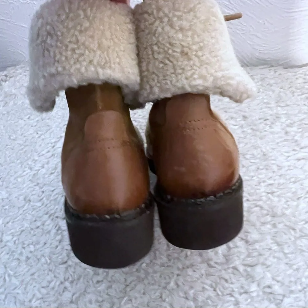 Very Volatile Faux Fur Combat Womens Size 8  Faux Leather Combat Boots Tan - Image 7