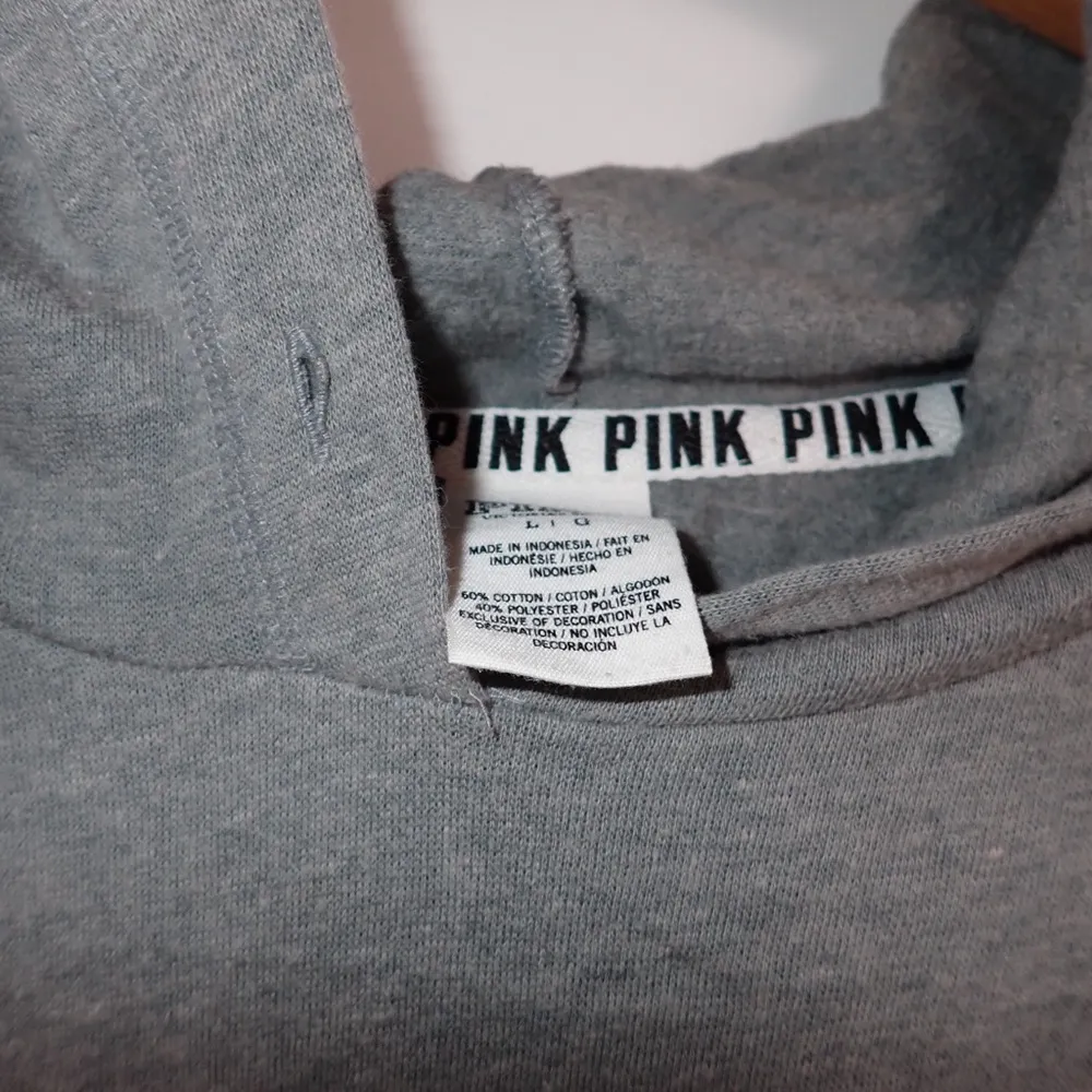 Victoria's Secret PINK Graphic Gray Pullover Hoodie Women's Size L - Image 6