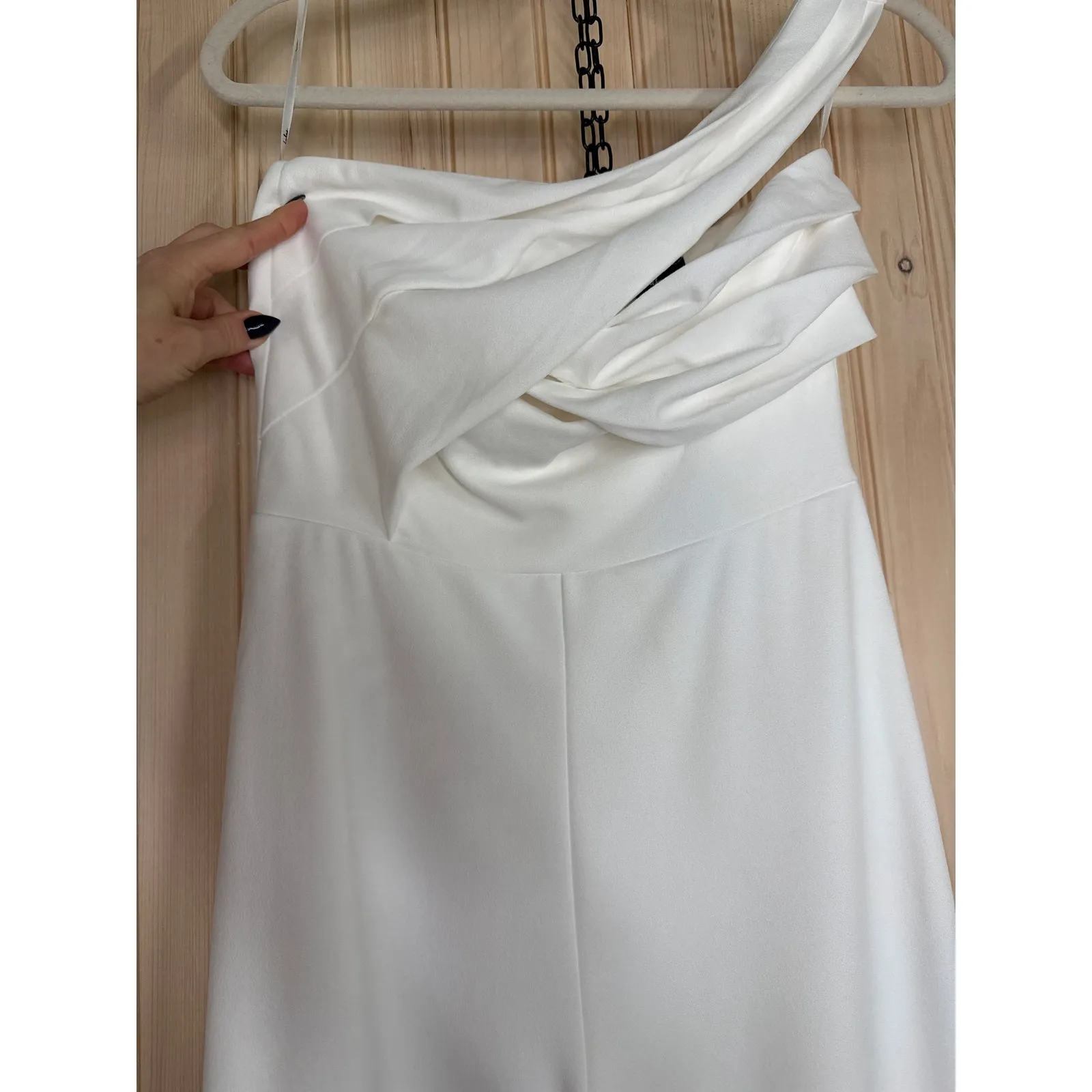 NWT Lulus Devoted to Fun Ivory One-Shoulder Sleeveless Jumpsuit Classy Chic XL - Image 4
