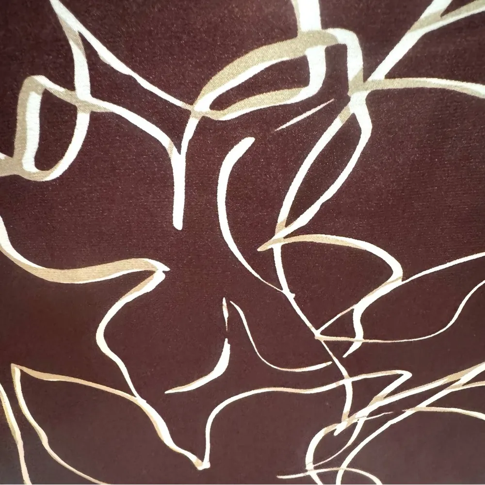 copper mocha & white abstract satin wide leg pants medium NWT - Image 4