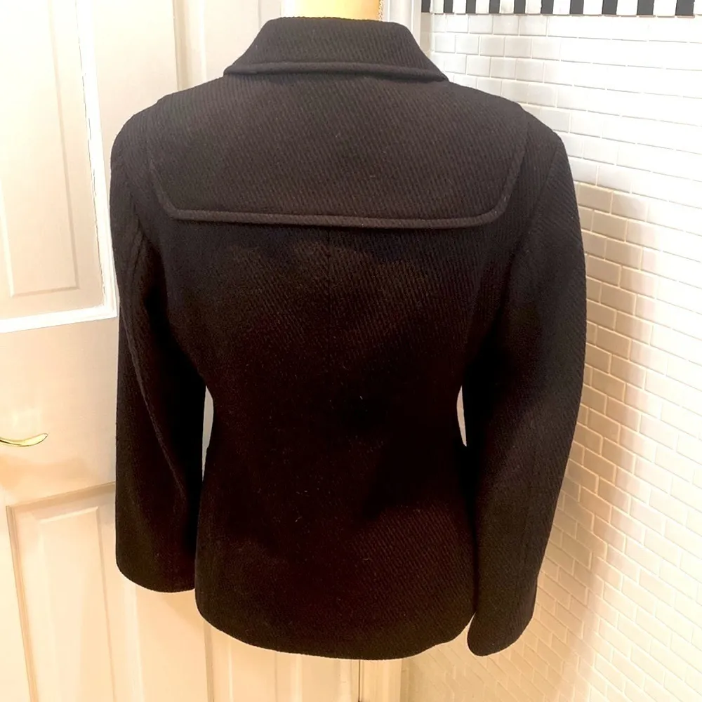 Anne Klein black wool jacket with toggle button closure. Herringbone weaveSize S - Image 3